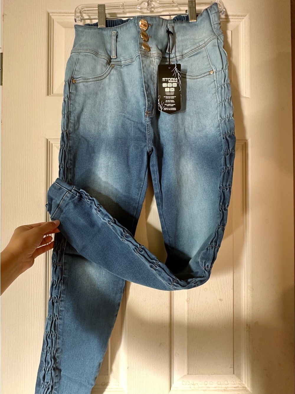 NEW High-Rise Blue Push-Up Colombian Jeans for Women - Picture 5 of 6
